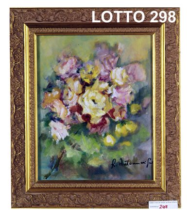 ANONIMO DEL XX° SEC. DIPINTO OLIO SU TELA RAFF. FIORI MIS. 28 X 35