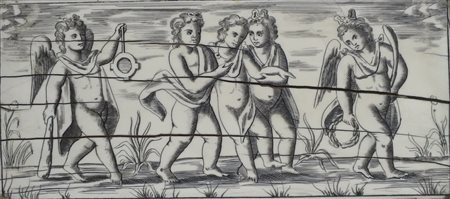 PLACCA IN AVORIO, Placca in avorio incisa raffigurante "Putti ed amorini"...