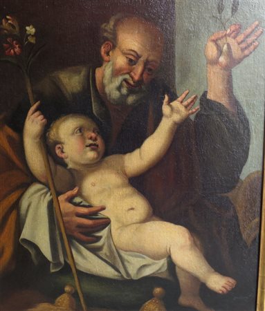 “SAN GIUSEPPE COL BAMBIN GESU'”, Dipinto olio su tela raffigurante "San...