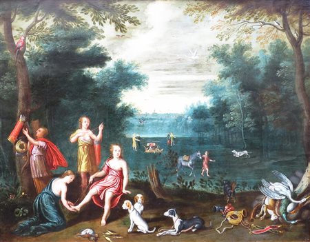 “IL RIPOSO DI DIANA CACCIATRICE”, Olio su rame "Il riposo di Diana...
