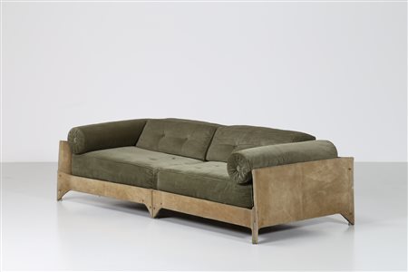 ZALSZUPIN JORGE Divano in legno finiture in ottone e velluto originale, mod....