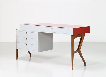 BEGA MELCHIORRE (1898 - 1976) Scrivania in noce legno laccato e formica con...