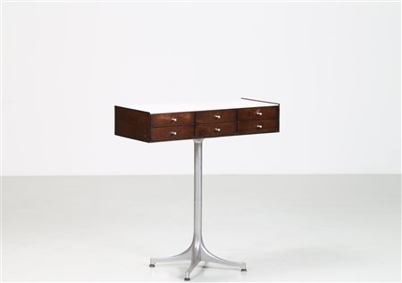 NELSON GEORGE (1908 - 1986) Mobile a sei cassetti in noce e metallo laccato,...