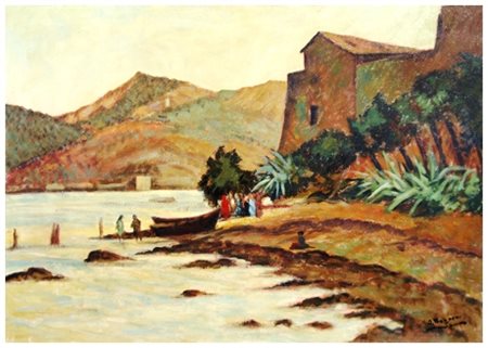 OSCAR BAGNONI Pisa 1913 – Pisa 1981 Senza titolo Olio su tela 60 x 90. Firma...