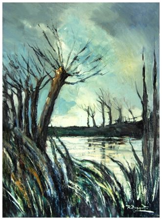 RENZO BIAGIOTTI Pisa 1913 – Pisa 2005 La palude Olio su faesite 54,5 x 42....