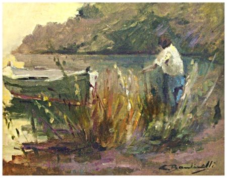 CESARE BANDINELLI Isola d'Elba 1867 - Isola d'Elba 1944 Senza titolo Olio su...