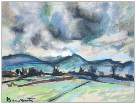 GASTONE BENVENUTI Livorno 1916 – Livorno 1973 Paesaggio 1960 ca. Pastelli...