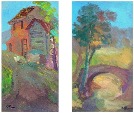 GUIDO GUIDI Livorno 1901 – Livorno 1998 Lotto di 2 opere a) Senza titolo Olio...