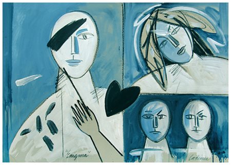 DINO LA BIANCA Viareggio 1941 Enigma T.m. su cartone 70 x 100. Firma in b. a...