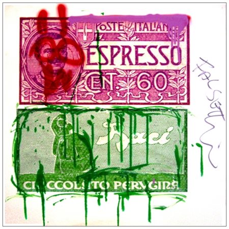 MASSIMO FALSETTI Roma 1955 Serie “Baci” Olio e smalti su tela 80 x 80. Titolo...