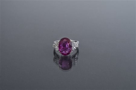 [Nessun Autore] Anello con rubino naturale no heat certificate GRS, cts 5.56...