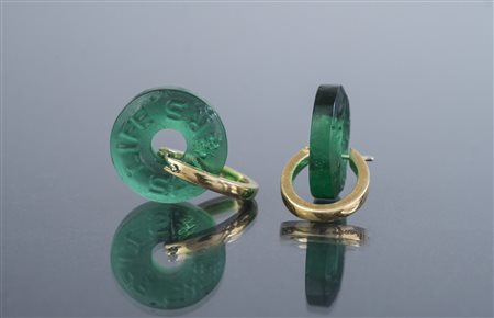POMELLATO Orecchini Pomellato oro e vetro verde gr 12.44. -. .