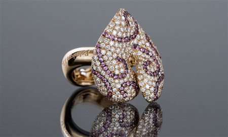 PALMIERO Anello in oro gr 19.40 con diamanti cts 2.12 e zaffiri rosa cts...