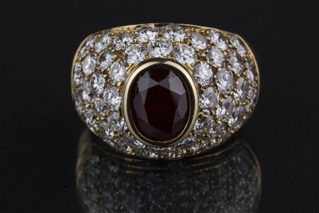 [Nessun Autore] Anello in oro giallo 18 kt gr diamanti per cts 4...