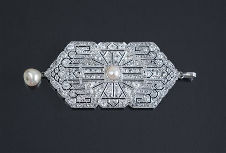 [Nessun Autore] Ciondolo, in oro bianco con diamanti rose cut e taglio...