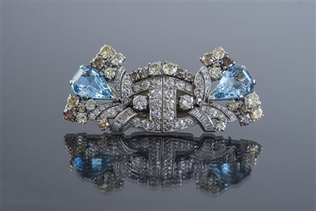 [Nessun Autore] Doppia clip in oro bianco del peso complessivo di gr 26.42,...