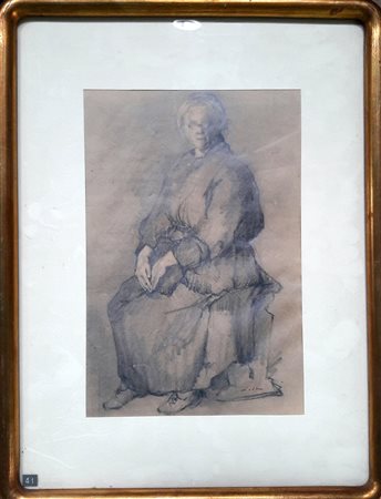 Mario Lisa "L'affittacamere" - Matita su carta - cm 27x18 - Firma...