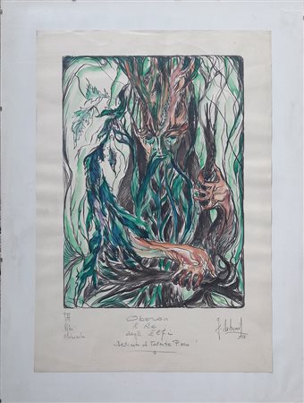 Guido De Bonis Oberon il Re degli Elfi - 1976 - Litografia elaborata -  P.A., L'Alfiere Arte