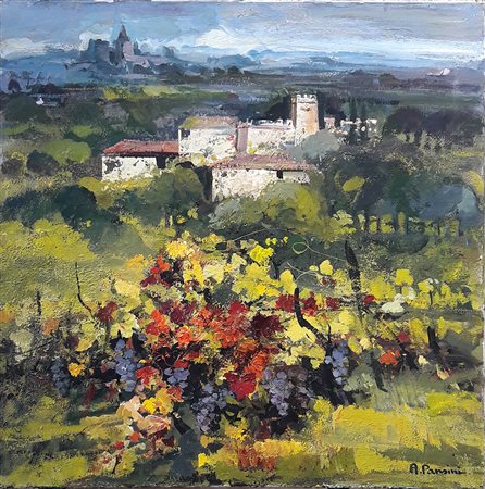 Angela Pansini "Autunno in Val d'Aosta" - Olio su tela - cm 70x70 - Firma in...