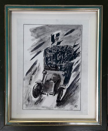 Mario Vellani Marchi "Giovani balilla" - China acquerellata su carta - cm...