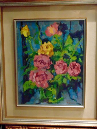 Beppe Gallo "Vaso di fiori" - Olio su masonite - cm 40x30 - Firma...