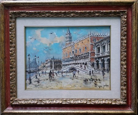Gino Scarpa "Riva Schiavoni, Venezia" - Olio su tela - cm 30x40 - Firma...