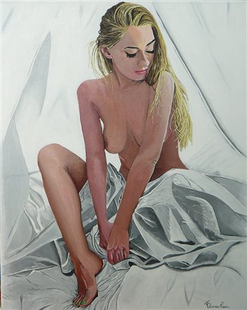 Fabrizio Rossin "Lenzuola bianche" - 2016 - cm 50x40 - Acrilico su tela -...