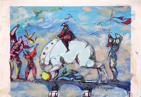 Rocco Forgione "Parata" - Tecnica mista su cartoncino - cm 35x50 - Firma...