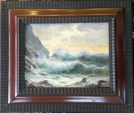 Guido Odierna "Mareggiata a Capri" - Olio su cartone telato - cm 24x30 -...