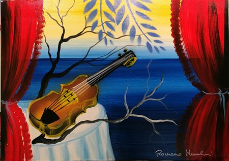 Romano Mussolini "Il violino" - Olio su tela - cm 50x70 - Firma dell'artista...