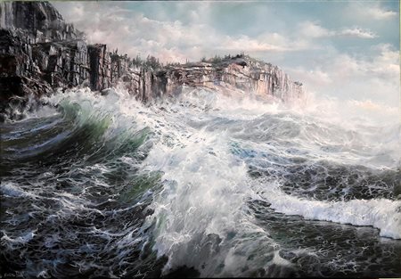 Mauro Pani "Mareggiata" - 2015 - cm 70x100 - Acrilici su tela -Firma...