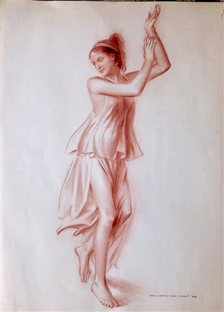 Mario Caffaro Rore "Danzatrice" - 1983 - Sanguigna su carta - cm 70x50 -...