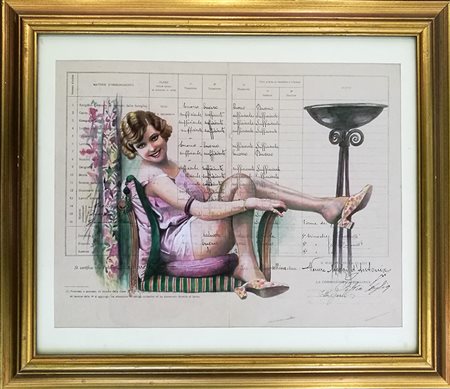Titti Garelli "Ricordi" - Tecnica mista su cartoncino - cm 26x33,5 - Firma...
