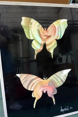 Sage Vernis "Farfalle" - 1970 - Acrilici, resine e smalti su cartone - cm...