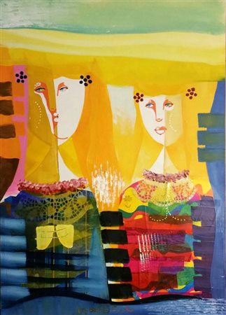 Vittorio Maria Di Carlo "Le amiche" - Olio su tela - cm 70x50 - Firma...