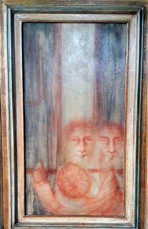 Giovanni Macciotta "Famiglia" - 1964 - Olio su masonite - cm 81x43 - Data e...