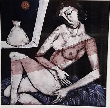 Bruno Landi "Nudino" - 2013 - Olio su tela - cm 40x40 - Firma dell'artista in...