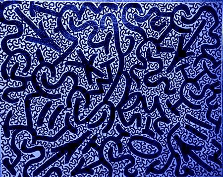 Little Angel Ortiz (LA2) - "S. T." - Acrilico su tela - cm 40,5x51 - Firma...