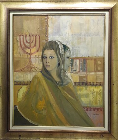 Sandro Lo Cascio "Doppio ritratto" - 1989 - Olio su tavola- cm 80x65 - Firma...