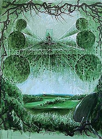Cesare Peverelli "Crisalide su di un paesaggio" - 1990- Olio su tela - cm...