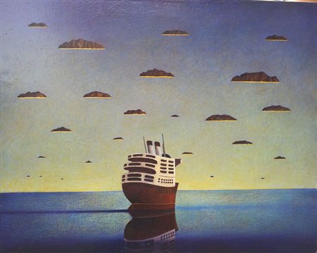 Franco Fortunato "La crociera" - Olio su tela - cm 60x80 - Firma dell'artista...
