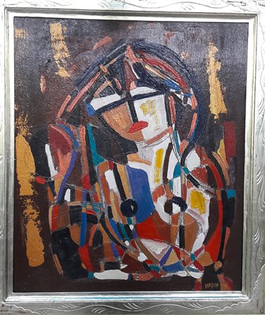 Fausto Ghiglia "Figura femminile astratta" - 2007- Olio su cartoncino rigido...