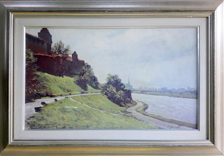 Silvio Brunetto "La vistola a Cracovia" - 1987 -Olio su masonite - cm 30x50 -...