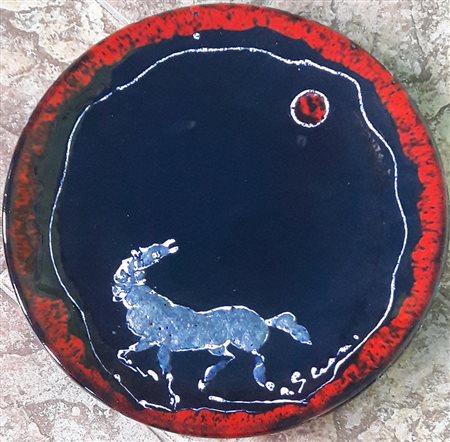 Umberto Ghersi "Piatto con cavallo" - Ceramica - dm 46