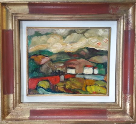 Giovanni De Agostini "Paesaggio Langarolo" - Olio su cartone rigido - cm 23x27