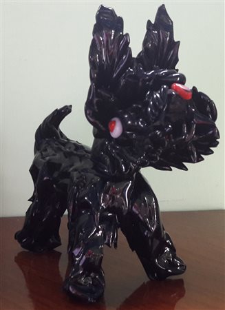 "Cagnolino" - Pasta di vetro nera - cm 25,5x25x13