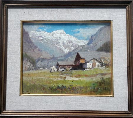 Lotto di 2 opere: - Roberto Leone, "Paesaggio di montagna" - 1961 - Olio su...