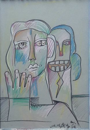 Martin Delego "S.T." - Pastelli su carta - cm 50x35 - Firma dell'artista in...