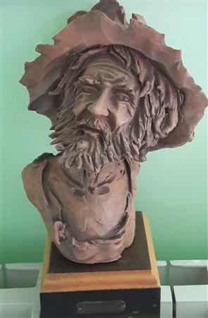 Guglielmo Gusella "Vecchio contadino" - Terracotta - cm 21x16