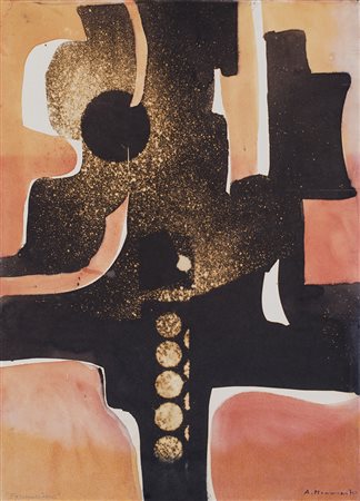 ALVARO MONNINI (1922-1987) Senza Titolo, 1970 Tecnica mista su carta intelata...